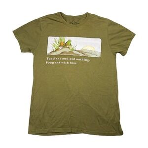 Frog and Toad Graphic T-Shirt Mens Small Olive Green Excellent Literature Tee